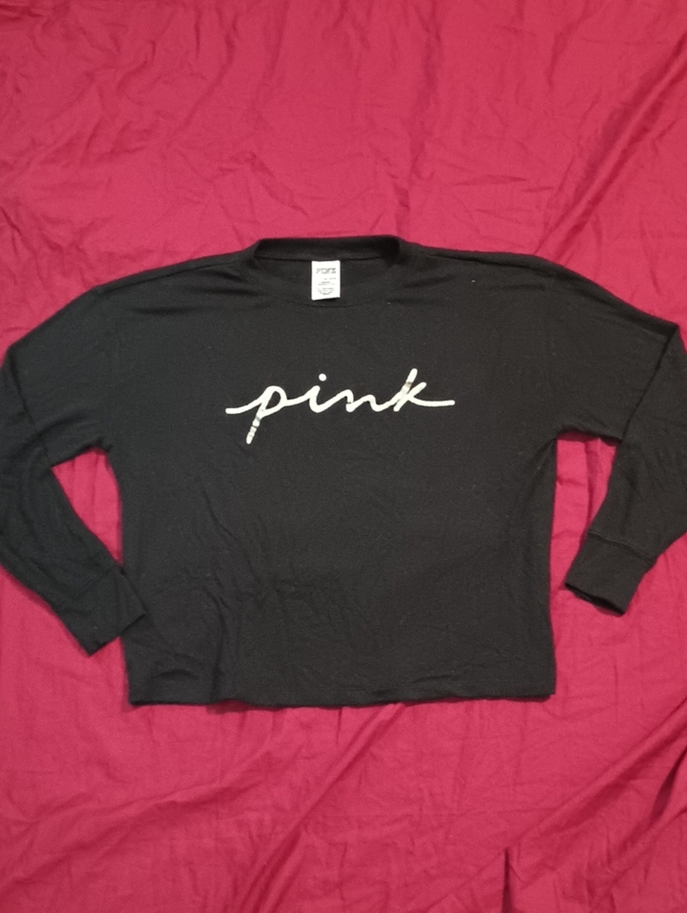 Victoria's Secret PINK Black Shirt Woman's XS Lightweight Long sleeve T-shirt 👕